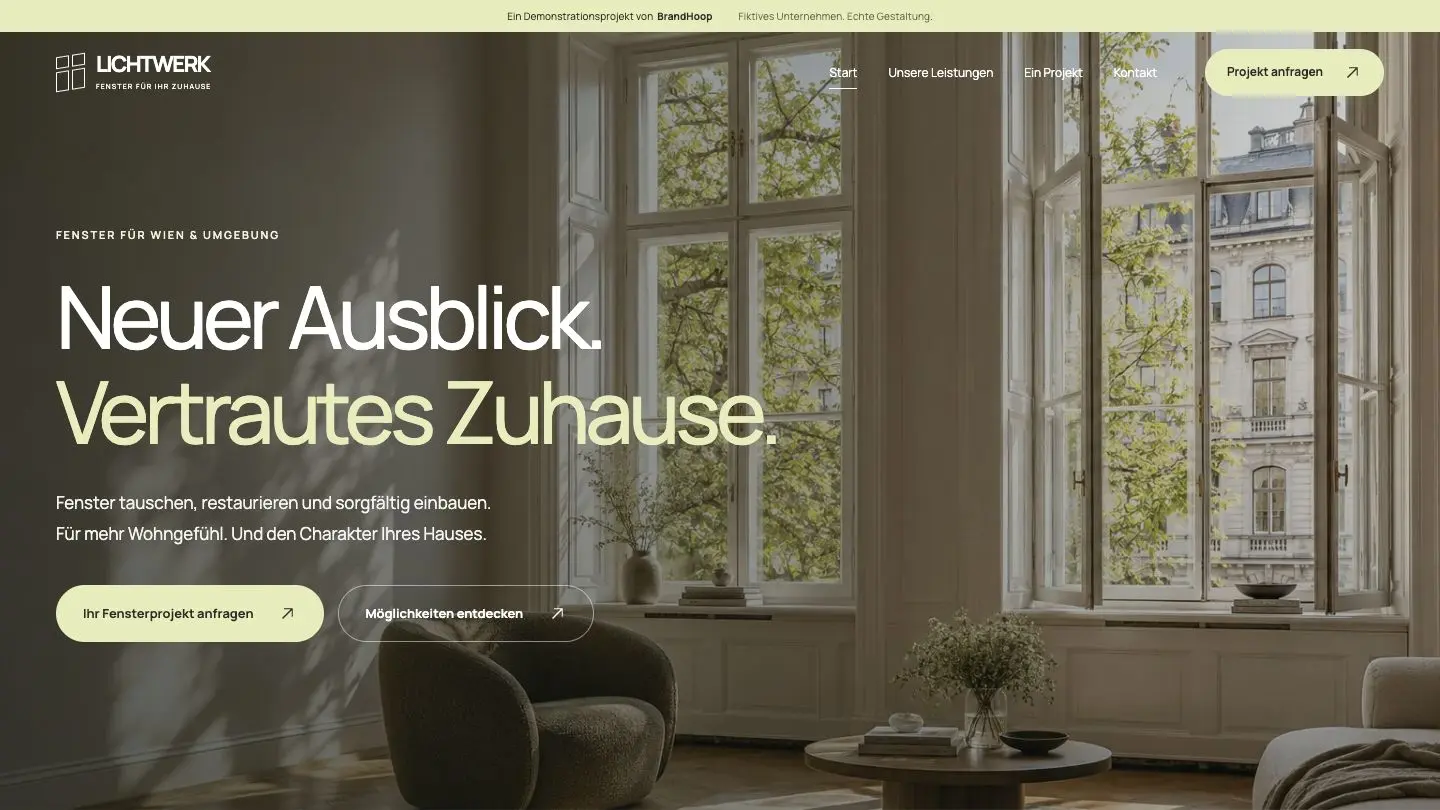 Vorschau der LICHTWERK Fenster-Startseite